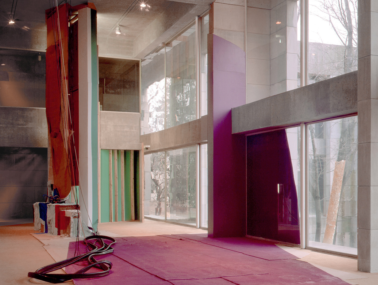  site-specific installation with colored rugs